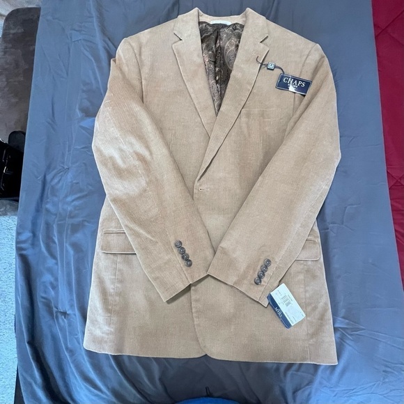 Nwt-Chaps Mens 44l Tan Corduroy Sport Coat Blazer - Picture 11 of 16